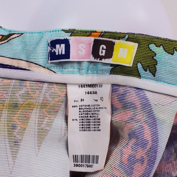 MSGM Pleated Floral Print Midi Skirt Multicolor Size 0 EU 32 UK 4 - Picture 8 of 8